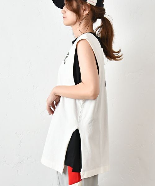 Gives a sense of fullment｜リメイクプリントノースリーブTee [[852361]][C]