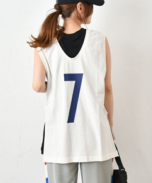 Gives a sense of fullment｜リメイクプリントノースリーブTee [[852361]][C]