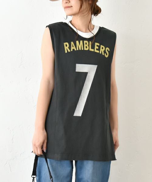 Gives a sense of fullment｜リメイクプリントノースリーブTee [[852361]][C]