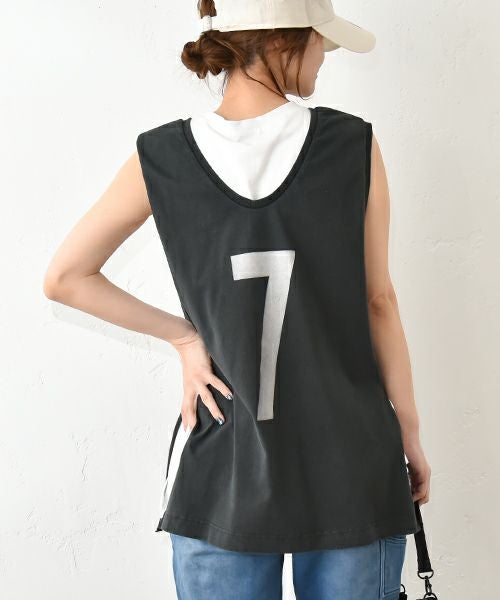 Gives a sense of fullment｜リメイクプリントノースリーブTee [[852361]][C]