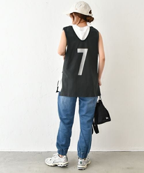 Gives a sense of fullment｜リメイクプリントノースリーブTee [[852361]][C]