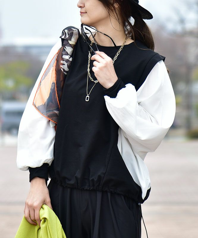 HUMS｜布帛切り替えカットソー [[100152]][C]