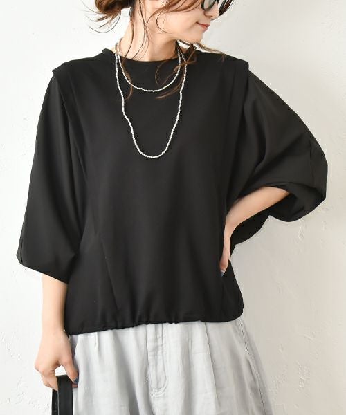 HUMS｜布帛切り替えカットソー [[100152]][C]