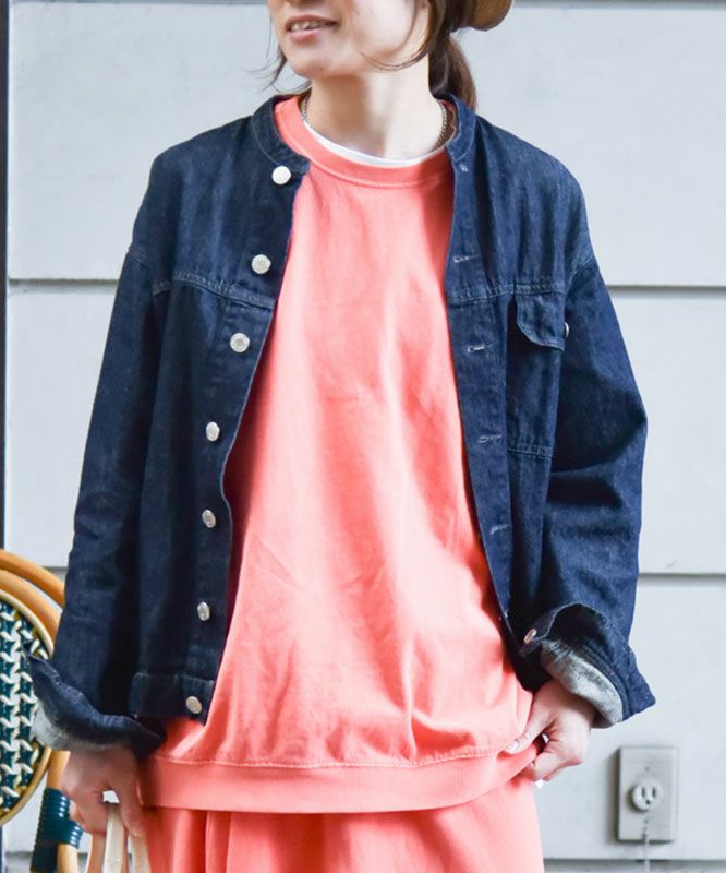 Our.｜ノーカラー綿麻デニムジャケット [[131311H]][C]
