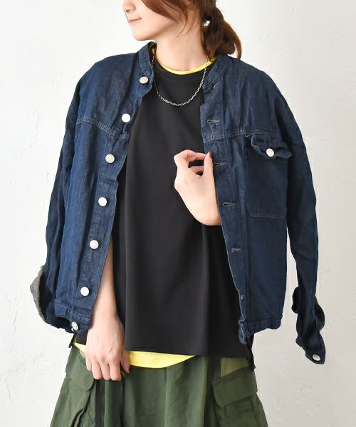 Our.｜ノーカラー綿麻デニムジャケット [[131311H]][C]