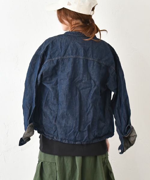 Our.｜ノーカラー綿麻デニムジャケット [[131311H]][C]