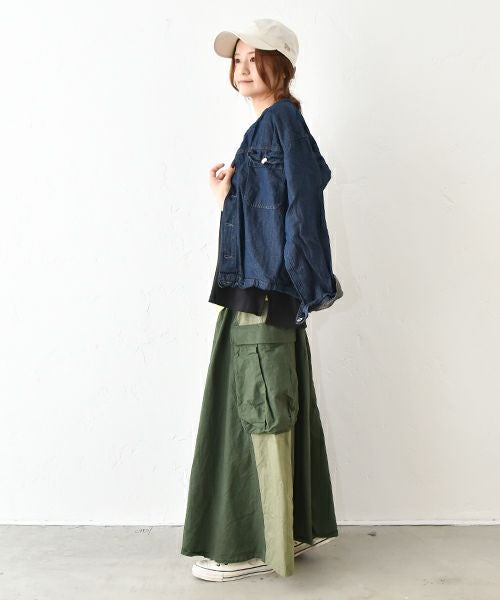 Our.｜ノーカラー綿麻デニムジャケット [[131311H]][C]