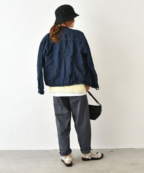 Our.｜ノーカラー綿麻デニムジャケット [[131311H]][C]