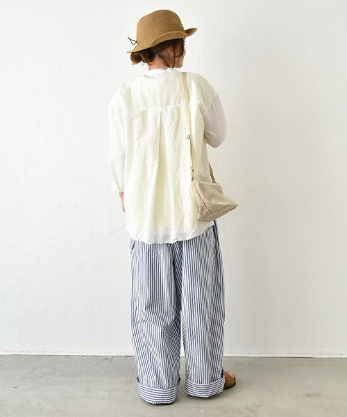 her.｜綿麻バンドカラーシャツ [[CE3SH250404]][C]