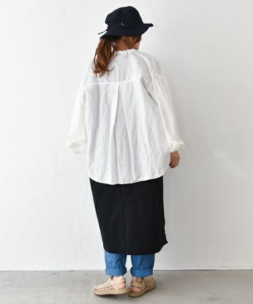 her.｜綿麻バンドカラーシャツ [[CE3SH250404]][C]