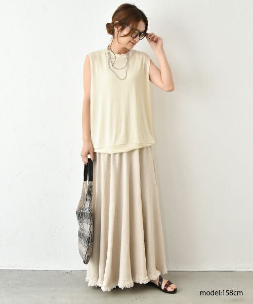 HUMS｜ノースリーブストレッチカットソー [[C-5027]][C]