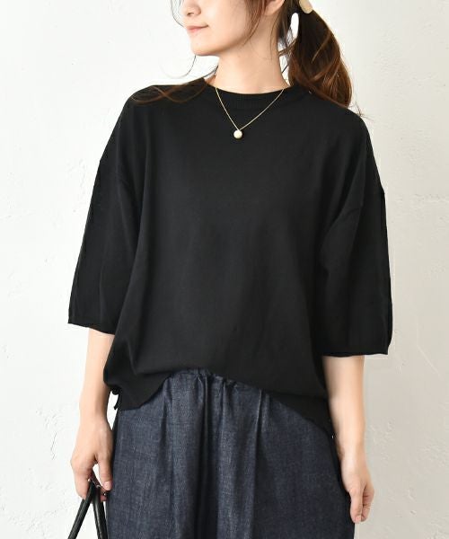 hagumu｜7分袖コットンニット [[MT-0457]][C]