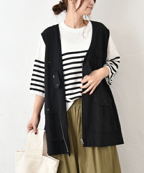 hagumu｜7分袖コットンニット [[MT-0457]][C]