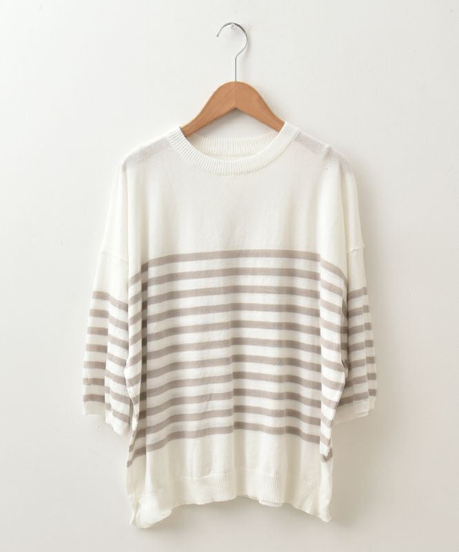 hagumu｜7分袖コットンニット [[MT-0457]][C]