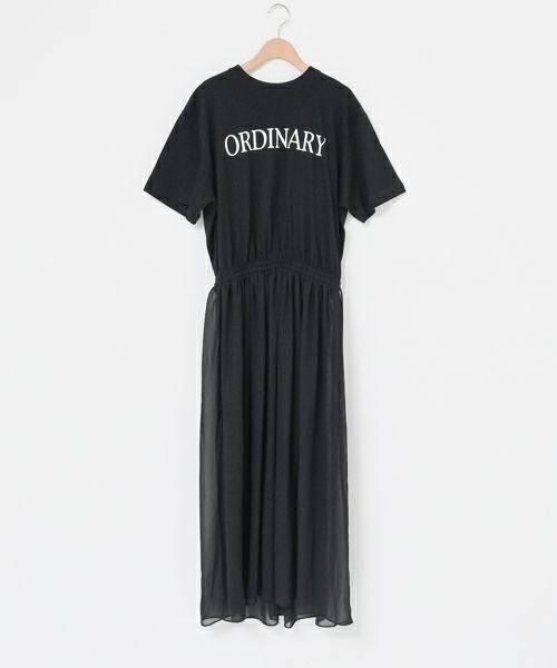boutique ordinary　異素材ワンピース 　ブラック