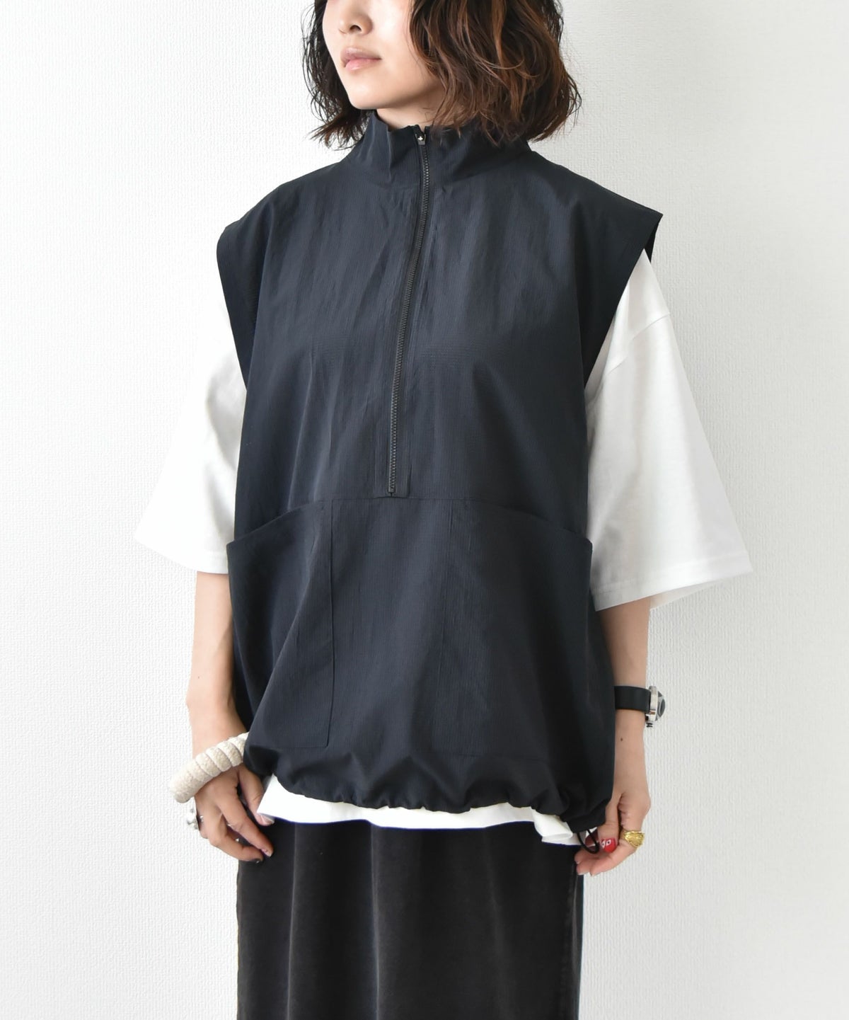 manual alphabet｜DOT AIR HALF ZIP VEST [[MA-J-407]][D]