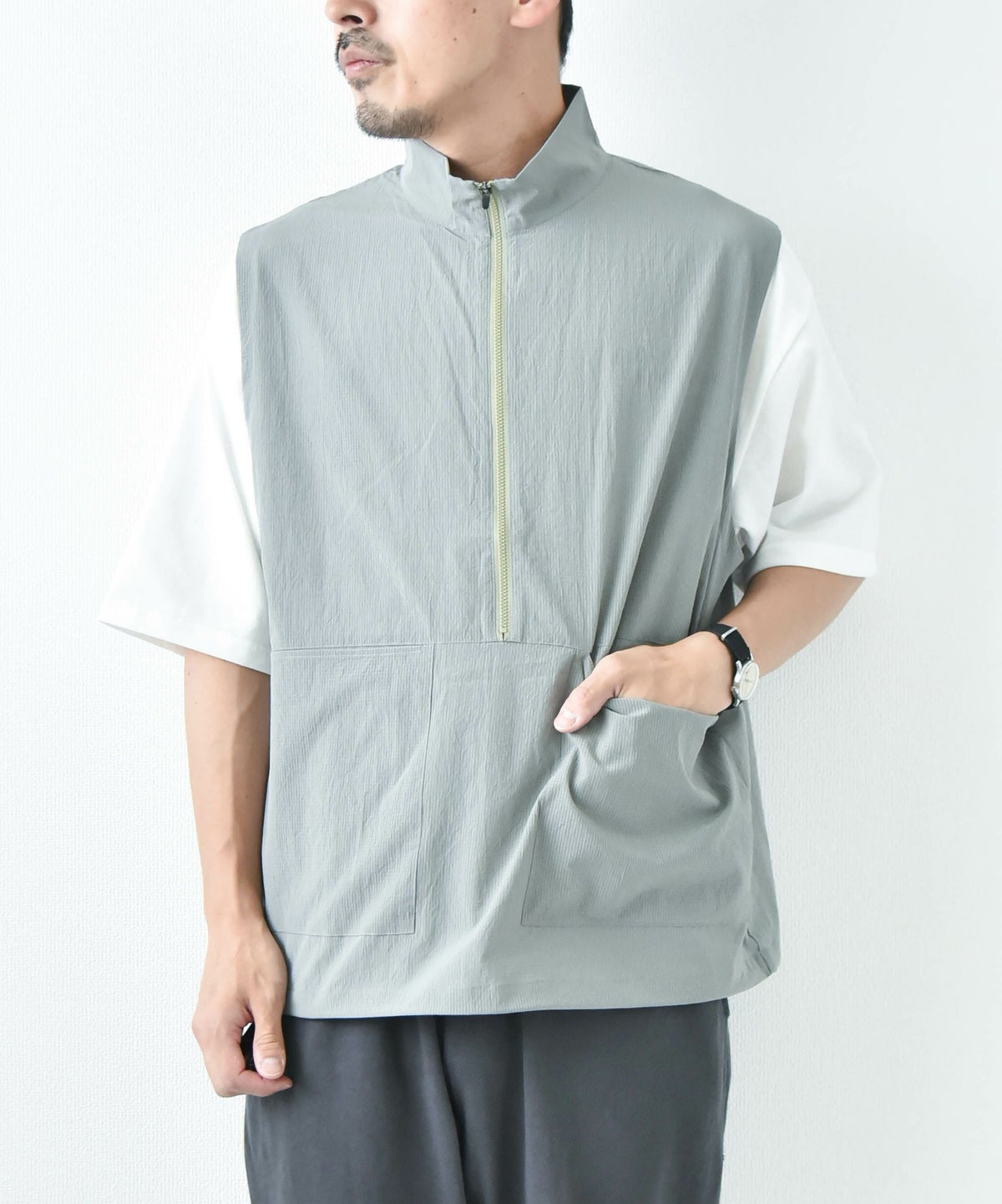 manual alphabet｜DOT AIR HALF ZIP VEST [[MA-J-407]][D]