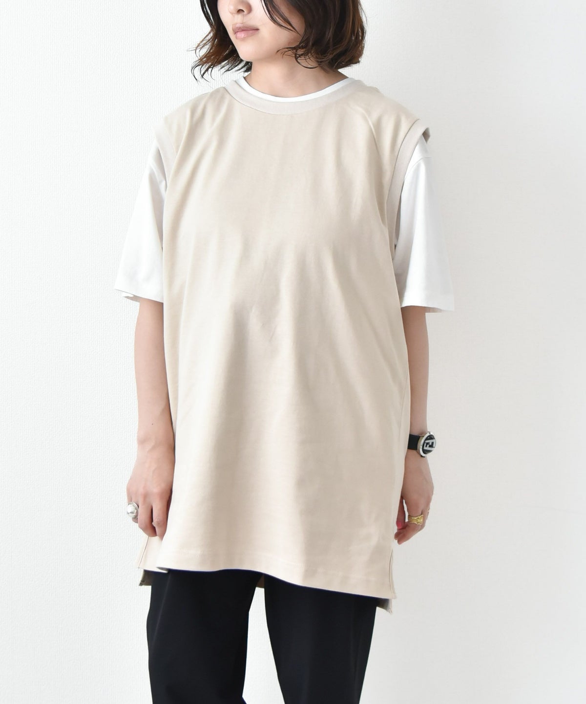 Audience｜サイドスリットノースリーブTシャツ [[AUD6636]][D]