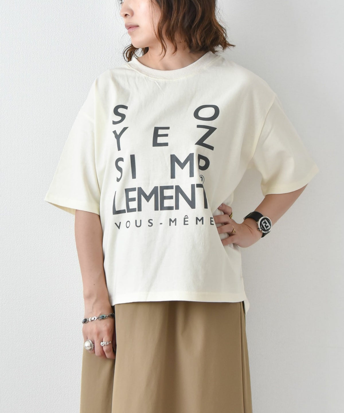 KAKELA&TRANQUIL｜ロゴプリントクルーT [[12503-172-10]][D]