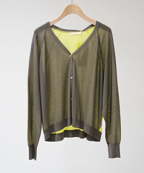 UVカット バイカラーVネックカーディガン