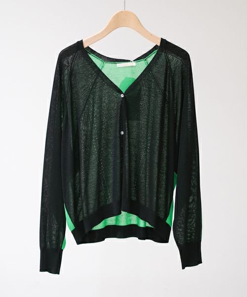 UVカット バイカラーVネックカーディガン