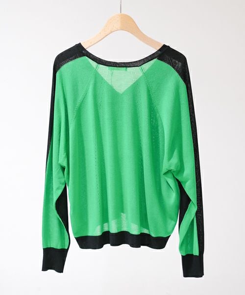 UVカット バイカラーVネックカーディガン