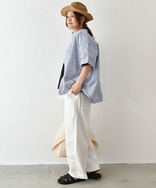 her.｜ストライプ半袖シャツ [[CE3SH250502]][C]