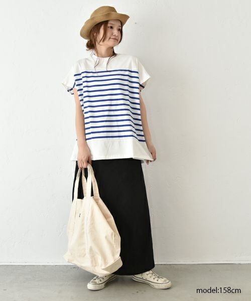 her.｜パネルボーダーフレンチカットソー [[131187H]][C]