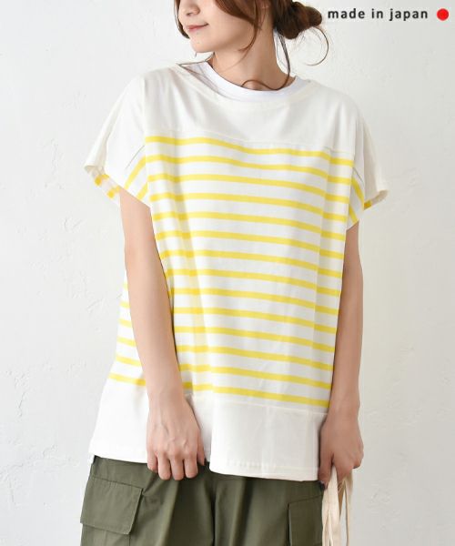 her.｜パネルボーダーフレンチカットソー [[131187H]][C]