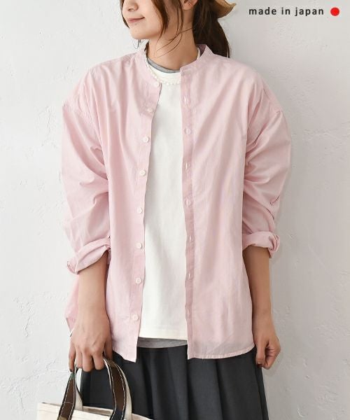 her.｜コットンボイルバンドカラーシャツ [[CE3SH250404B]][C]