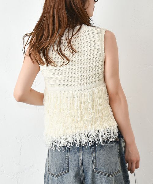 HUMS｜フリンジノースリーブニット [[710252]][C]