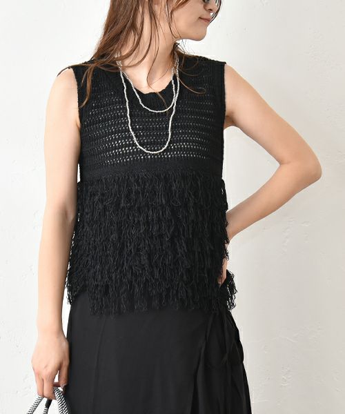 HUMS｜フリンジノースリーブニット [[710252]][C]