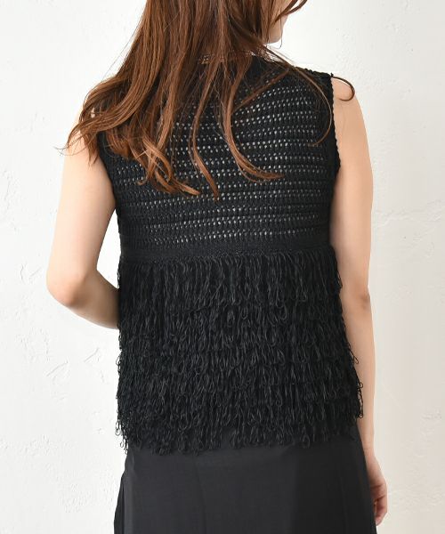 HUMS｜フリンジノースリーブニット [[710252]][C]