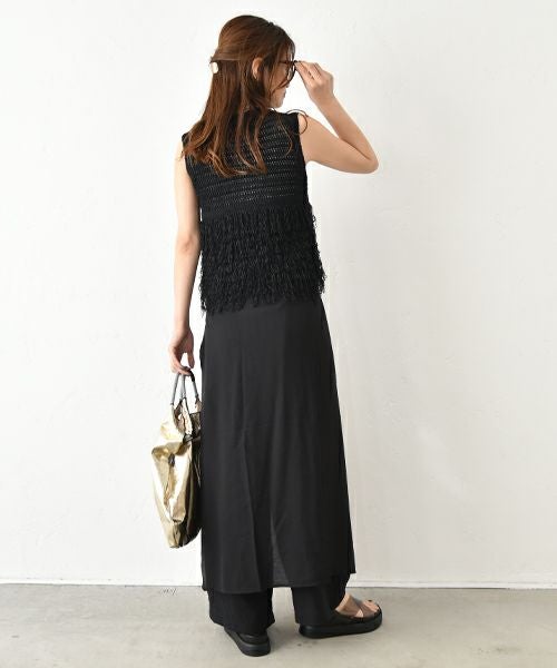 HUMS｜フリンジノースリーブニット [[710252]][C]