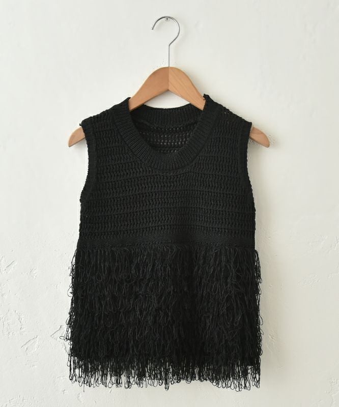 HUMS｜フリンジノースリーブニット [[710252]][C]