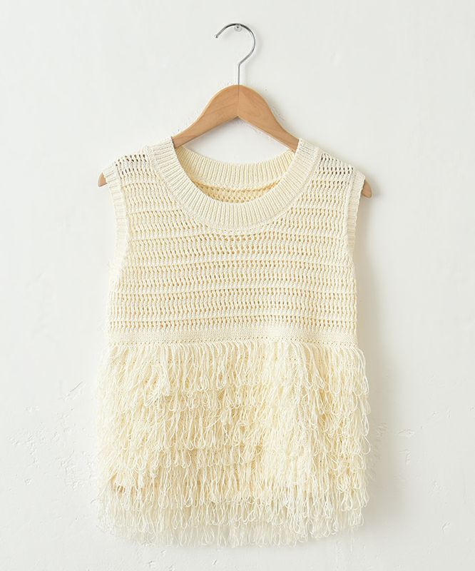 HUMS｜フリンジノースリーブニット [[710252]][C]