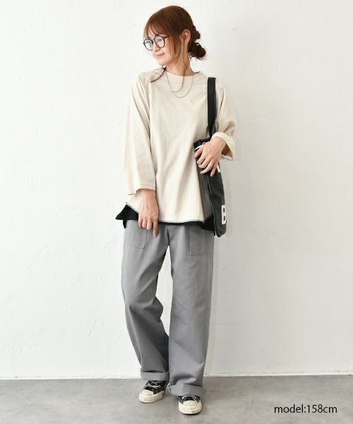 her.｜ロックステッチ入天竺T(9/10 Sleeve)-パック入り [[131228-1PK(9/10 Sleeve)]][C]