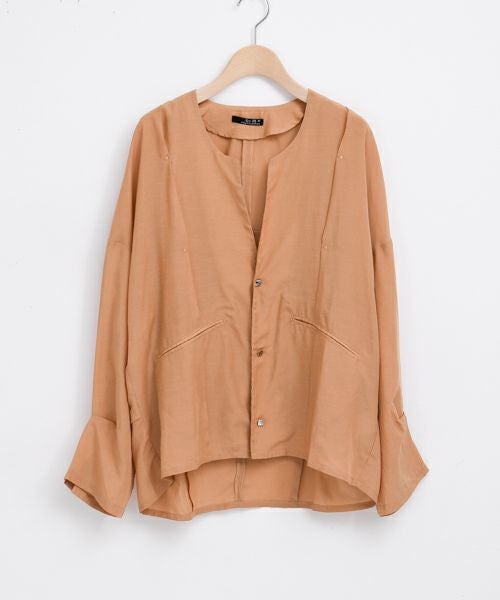  Hymn LIPA ノーカラーライトジャケット オレンジキャメル