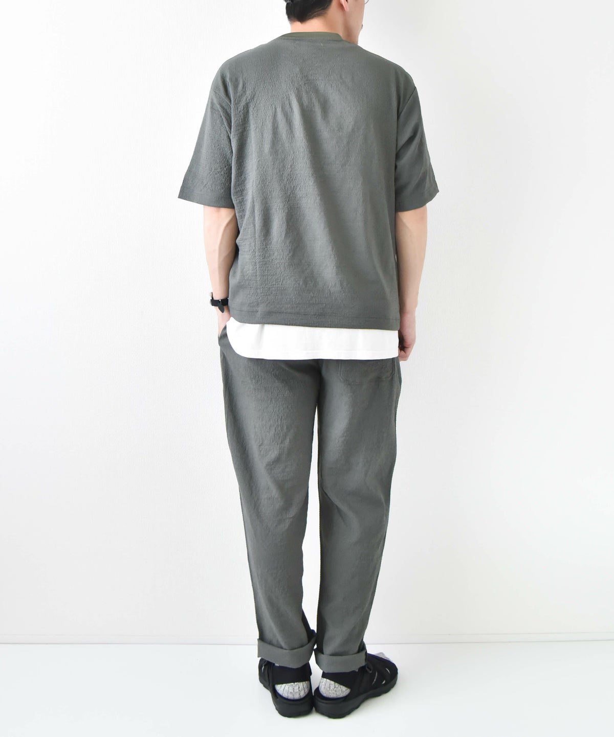 day standard｜シアサッカー無地　ドローコード付き半袖TEE [[241916]][D]