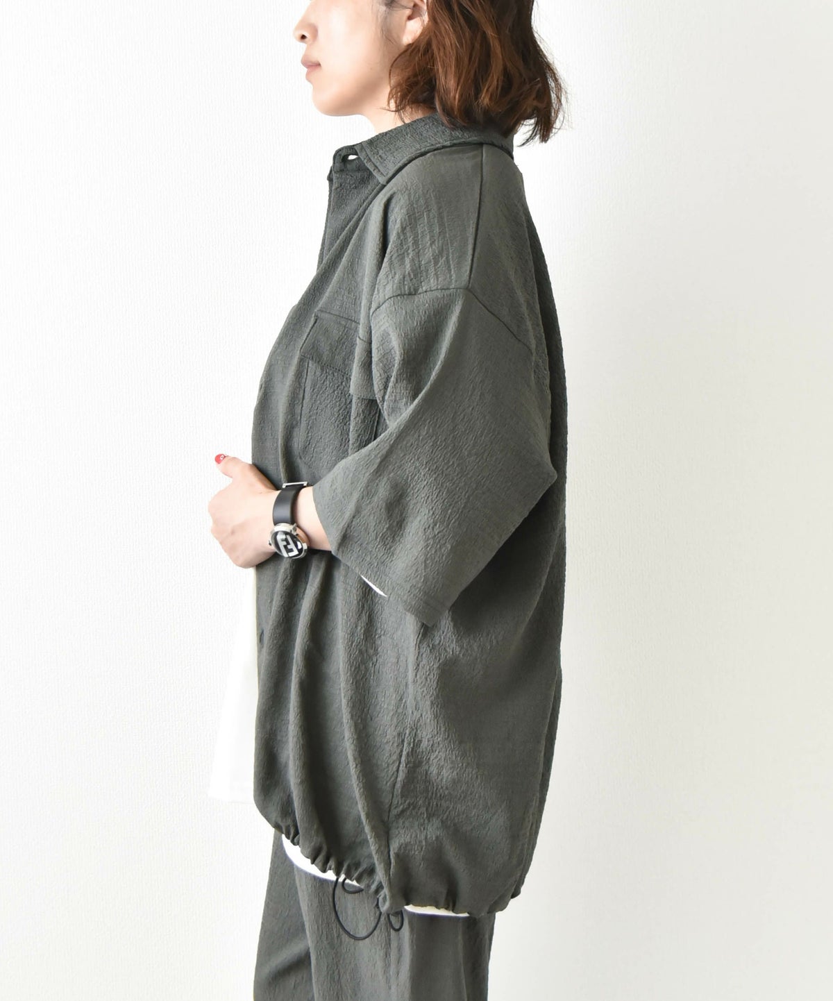 day standard｜シアサッカードローコード付き半袖シャツ [[241928]][D]