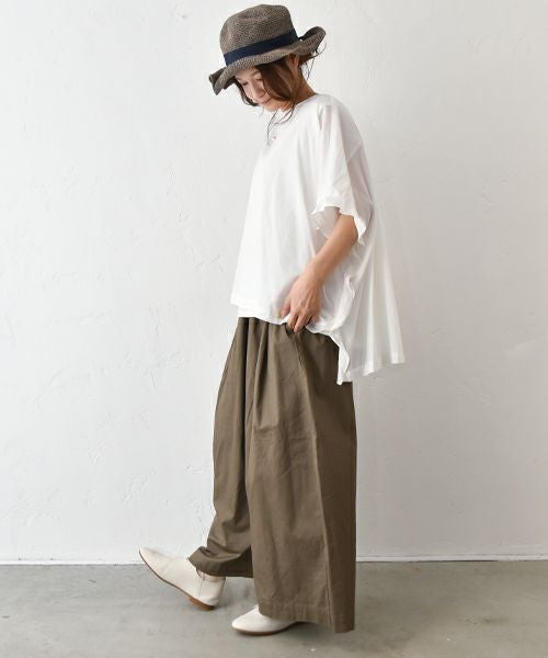 hagumu｜ストレッチツイルワイドタックパンツ [[83062181]][C]