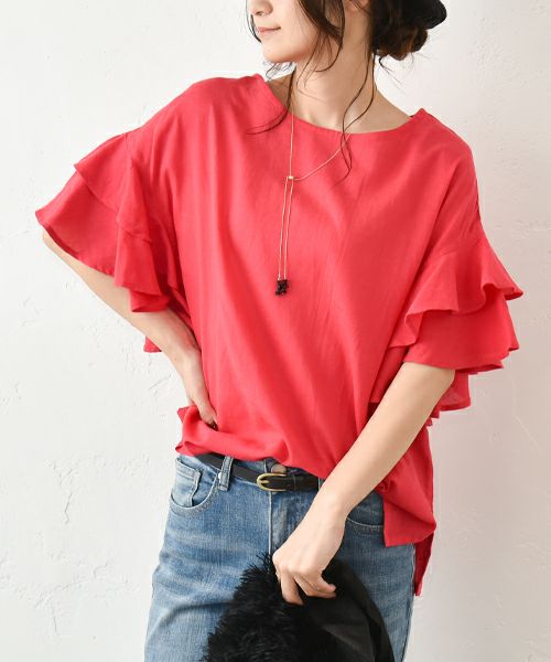 HUMS｜リネン混袖ティアードプルオーバー [[RNK-2565]][C]