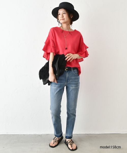 HUMS｜リネン混袖ティアードプルオーバー [[RNK-2565]][C]