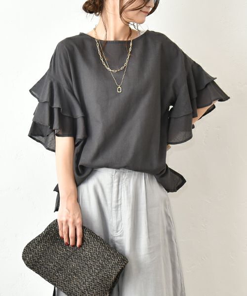 HUMS｜リネン混袖ティアードプルオーバー [[RNK-2565]][C]