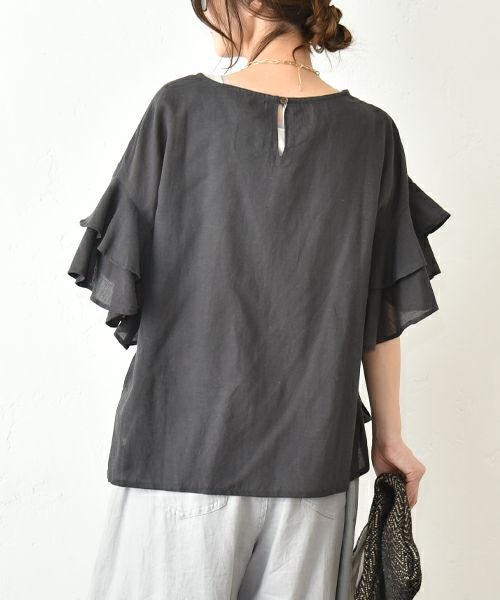 HUMS｜リネン混袖ティアードプルオーバー [[RNK-2565]][C]