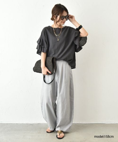 HUMS｜リネン混袖ティアードプルオーバー [[RNK-2565]][C]