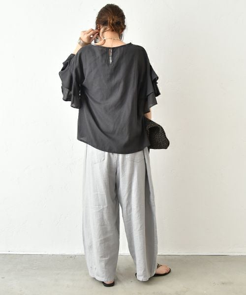 HUMS｜リネン混袖ティアードプルオーバー [[RNK-2565]][C]