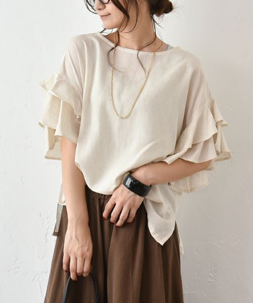 HUMS｜リネン混袖ティアードプルオーバー [[RNK-2565]][C]