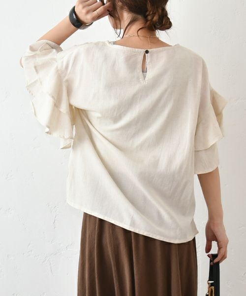 HUMS｜リネン混袖ティアードプルオーバー [[RNK-2565]][C]
