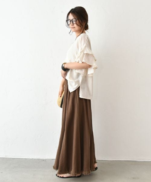 HUMS｜リネン混袖ティアードプルオーバー [[RNK-2565]][C]